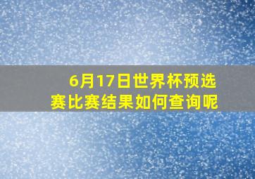 6月17日世界杯预选赛比赛结果如何查询呢