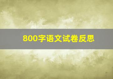 800字语文试卷反思