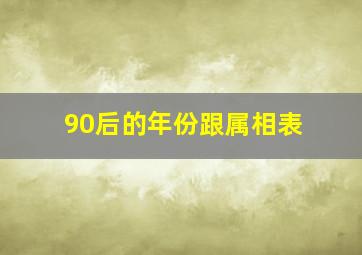 90后的年份跟属相表