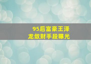 95后富豪王泽龙敛财手段曝光