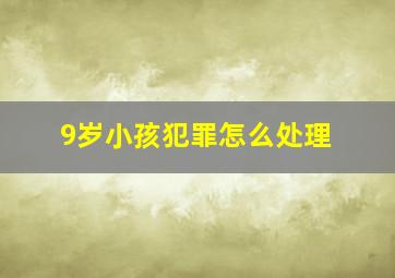 9岁小孩犯罪怎么处理