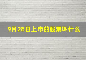 9月28日上市的股票叫什么