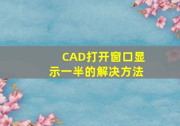 CAD打开窗口显示一半的解决方法