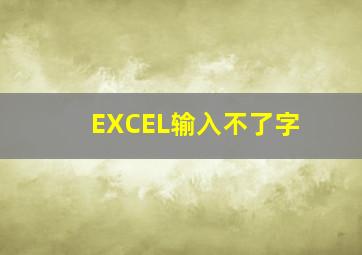 EXCEL输入不了字