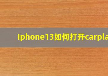 Iphone13如何打开carplay