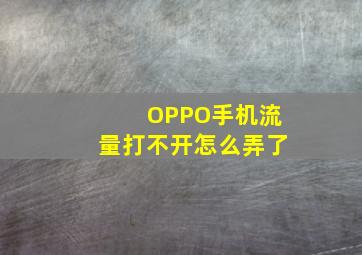 OPPO手机流量打不开怎么弄了