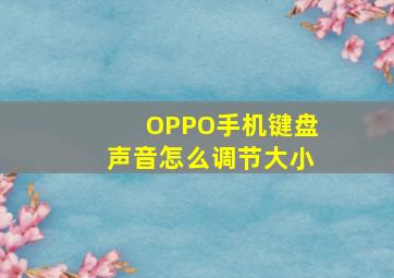 OPPO手机键盘声音怎么调节大小