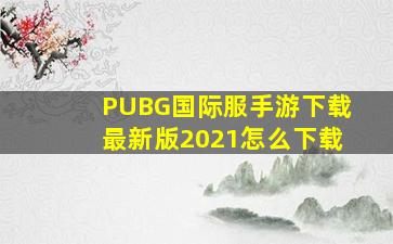 PUBG国际服手游下载最新版2021怎么下载