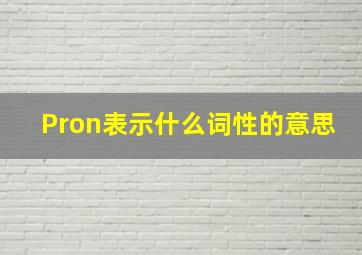 Pron表示什么词性的意思