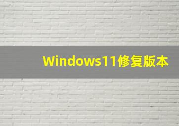 Windows11修复版本