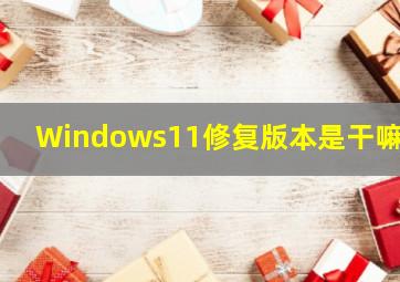 Windows11修复版本是干嘛的