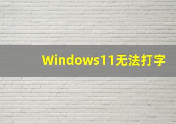 Windows11无法打字