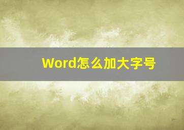 Word怎么加大字号