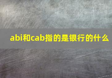 abi和cab指的是银行的什么