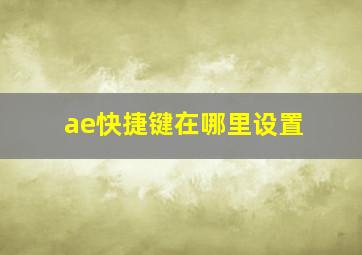 ae快捷键在哪里设置