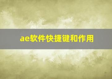 ae软件快捷键和作用