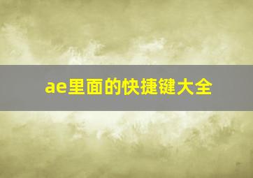 ae里面的快捷键大全