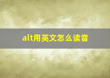 alt用英文怎么读音