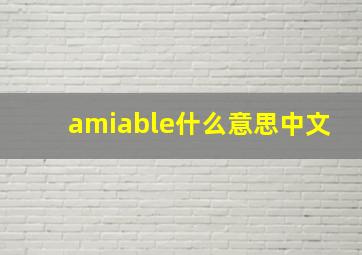 amiable什么意思中文