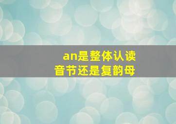 an是整体认读音节还是复韵母