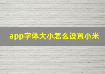 app字体大小怎么设置小米