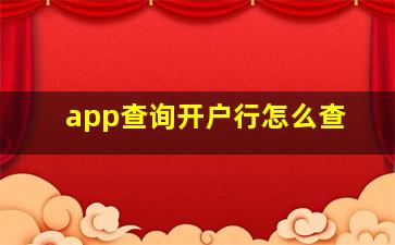 app查询开户行怎么查