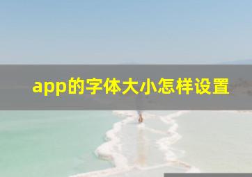 app的字体大小怎样设置