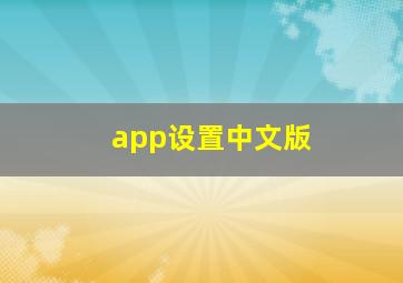 app设置中文版