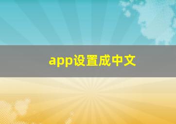 app设置成中文