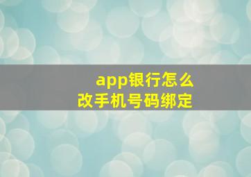 app银行怎么改手机号码绑定