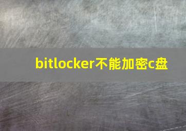 bitlocker不能加密c盘