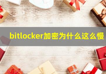 bitlocker加密为什么这么慢