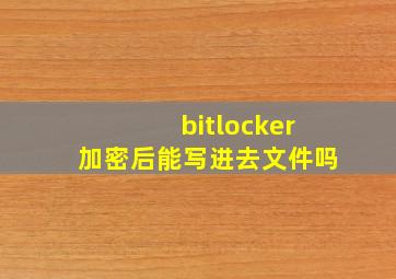 bitlocker加密后能写进去文件吗