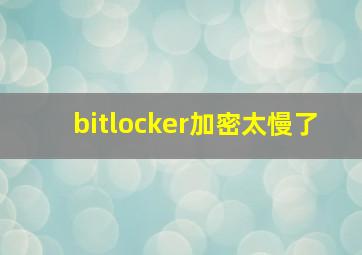 bitlocker加密太慢了