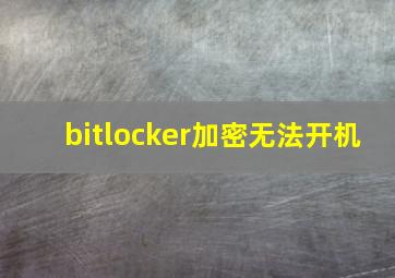 bitlocker加密无法开机