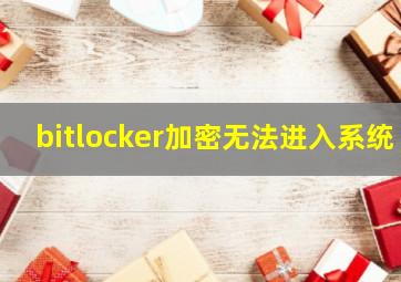 bitlocker加密无法进入系统