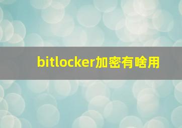 bitlocker加密有啥用