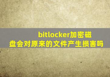 bitlocker加密磁盘会对原来的文件产生损害吗