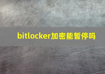 bitlocker加密能暂停吗