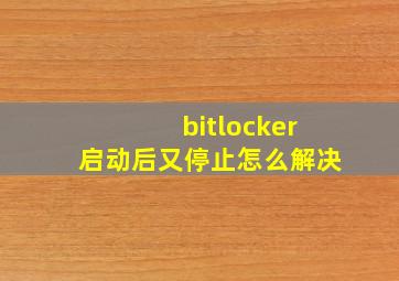 bitlocker启动后又停止怎么解决