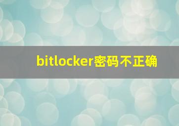 bitlocker密码不正确