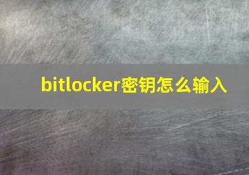 bitlocker密钥怎么输入