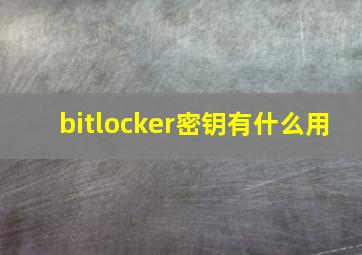 bitlocker密钥有什么用