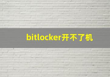 bitlocker开不了机