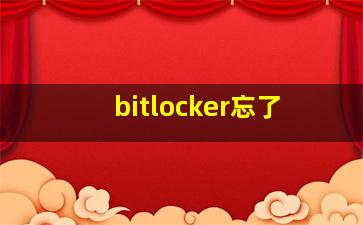 bitlocker忘了