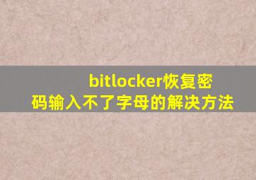 bitlocker恢复密码输入不了字母的解决方法