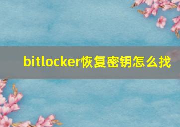 bitlocker恢复密钥怎么找