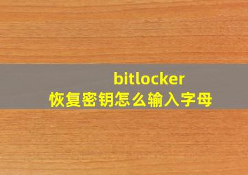 bitlocker恢复密钥怎么输入字母