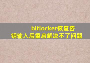 bitlocker恢复密钥输入后重启解决不了问题