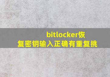 bitlocker恢复密钥输入正确有重复挑